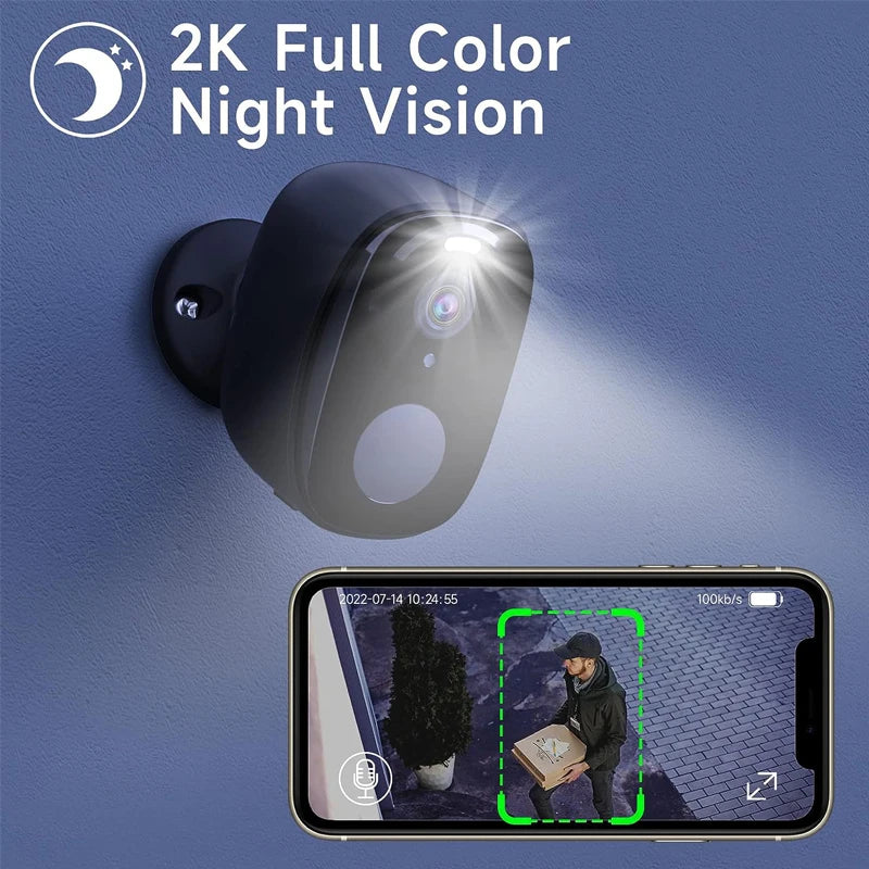 2K Security Camera: Crystal Clear Footage Secures Your Home (Waterproof, Night Vision) | Retail Second
