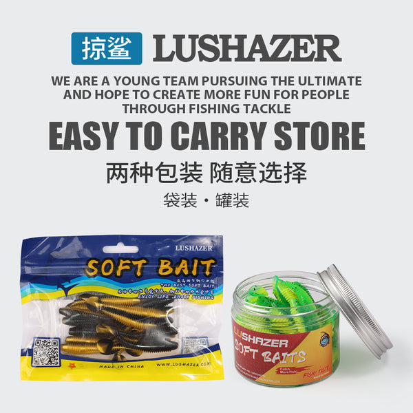 Skimming Shark | 15/30 Shrimp Flavor Double Color T-Tail Thread Luya Soft Bait Explosive Fishing Soft Insect Bait Fishing Bionic Bait Retail Second