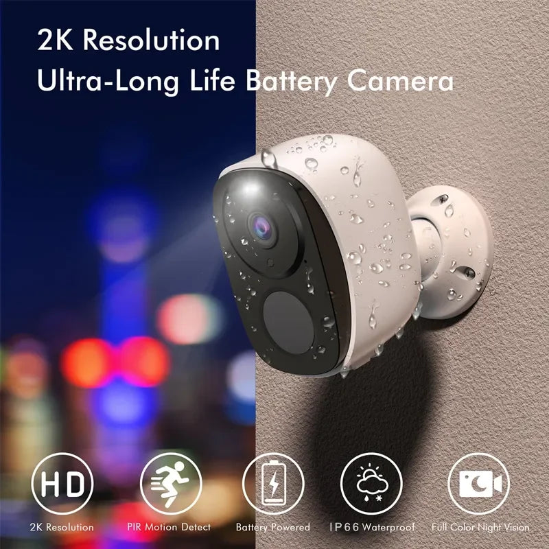 2K 3MP Wireless Security Camera - Waterproof, Two-Way Audio