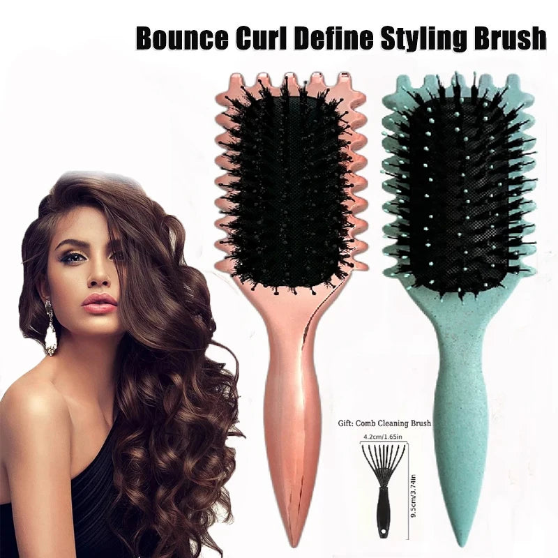 Curl Define Styling Brush Boar Bristle Detangling Hair Brush Tangled Hair Comb Shaping Defining Curls Barber Styling Tool Retail Second