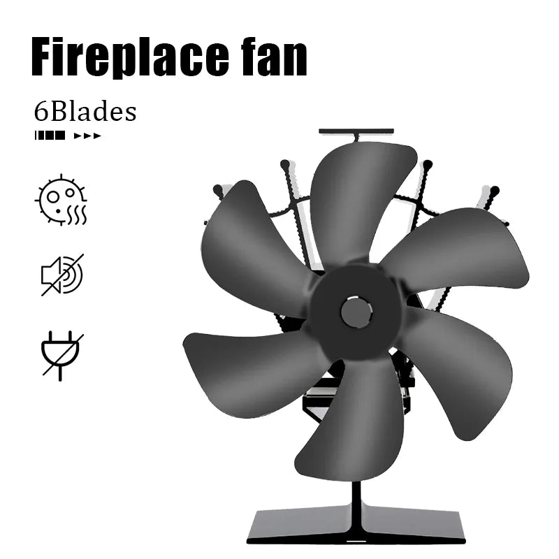 Eco-Friendly Heat Powered Stove Fan - 6 Blades