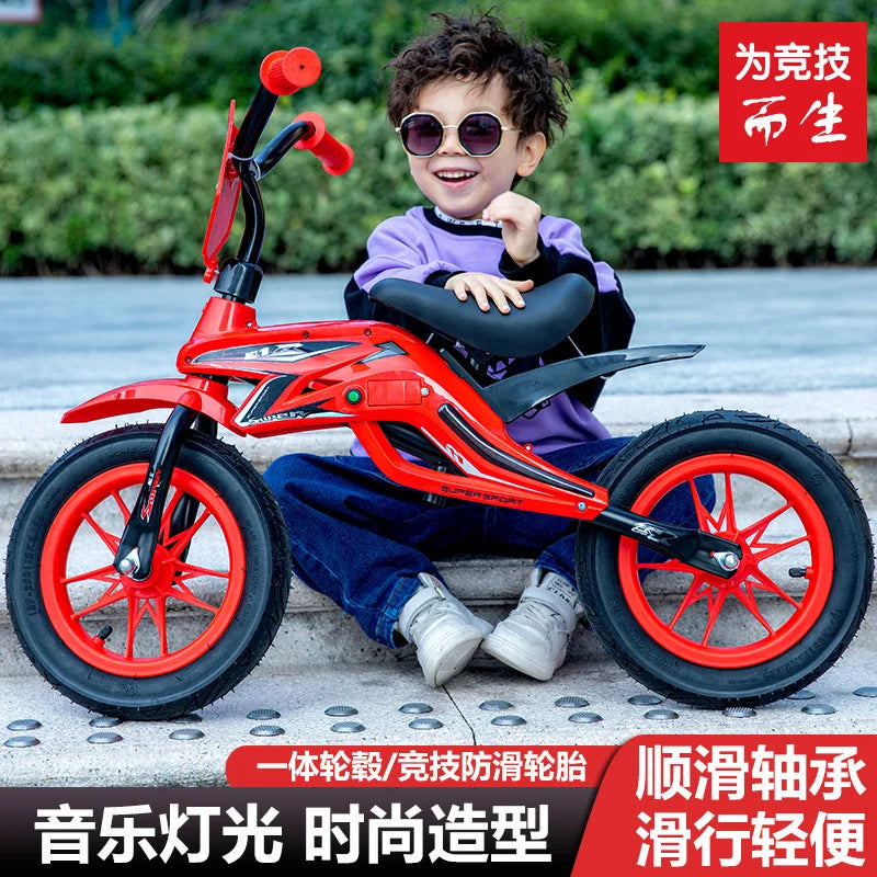 New Children's Balance Car 3 To 8 Years Old Without Pedal Two-wheeled Scooter 12 Inch Smooth Step Bicycle with Music Light