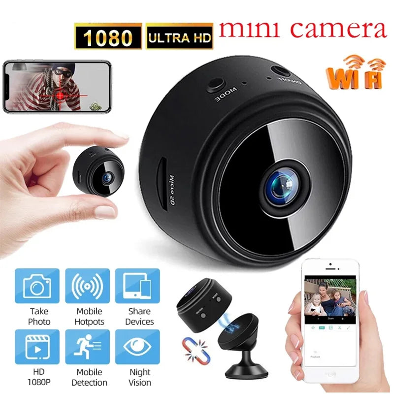 ZUIDID A9 Mini caméra WiFi – Caméra de sécurité domestique sans fil HD 1080P avec vision nocturne et détection de mouvement