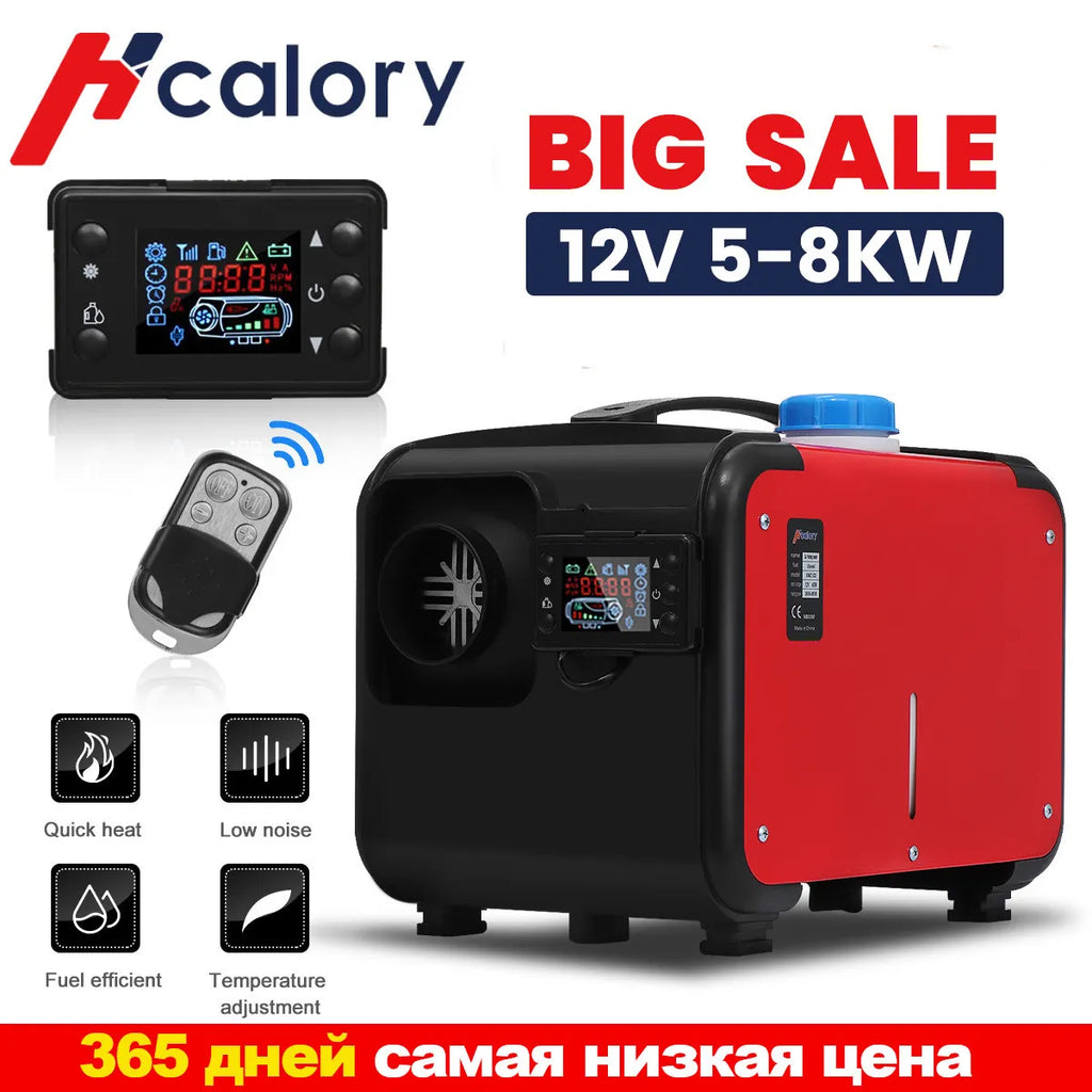 Big Sale All In One 5-8KW Car Air diesels Heater 12V One Hole for Trucks Homes Boats Bus +LCD key Switch+English Remote