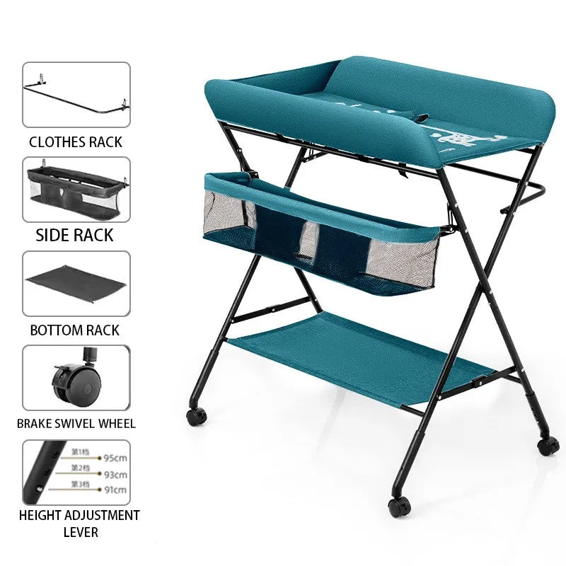 Newborn Baby Change Diaper Table - Foldable with Massage