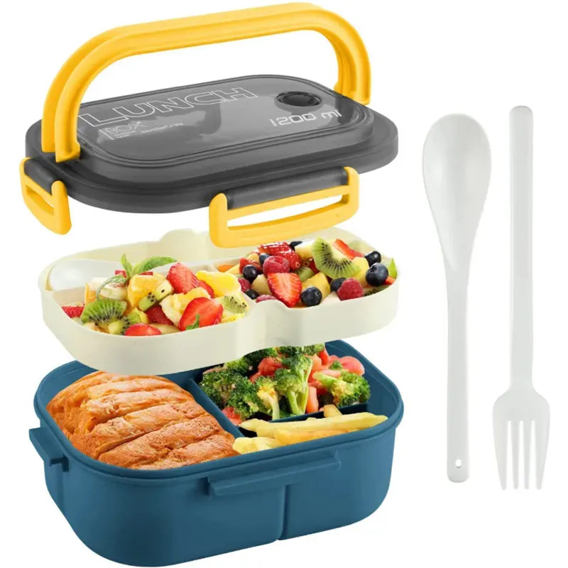 Leak-Proof Kids Bento Lunch Box with Utensils - Microwave Safe