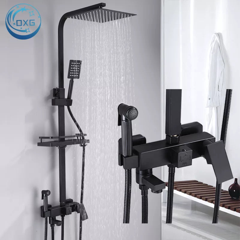 Black Chrome Brass Shower Faucet: Luxury Bathing Experience